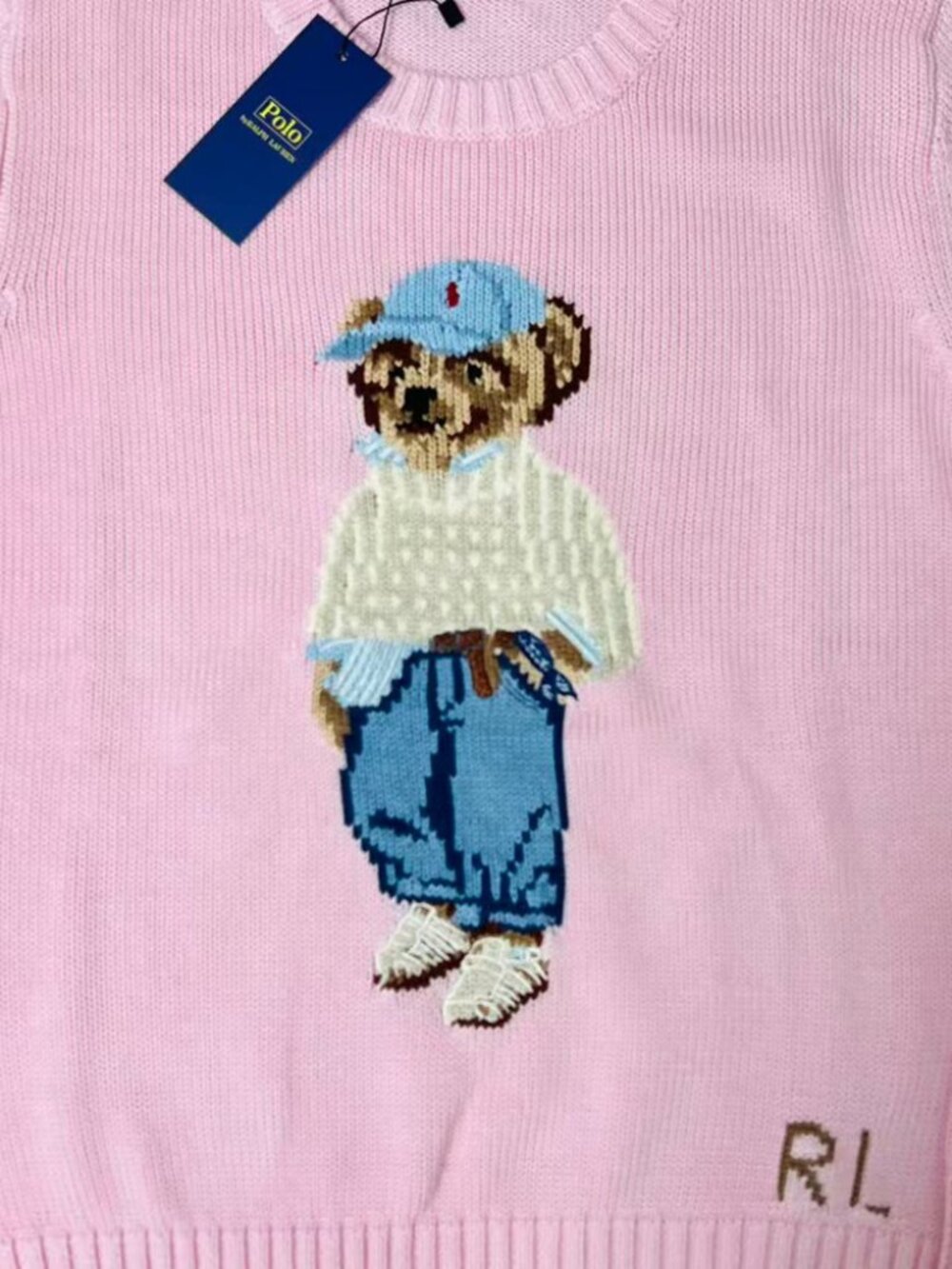 Polo Ralph Lauren Pink Bear Crewneck Knit Sweater - Picture 2 of 5
